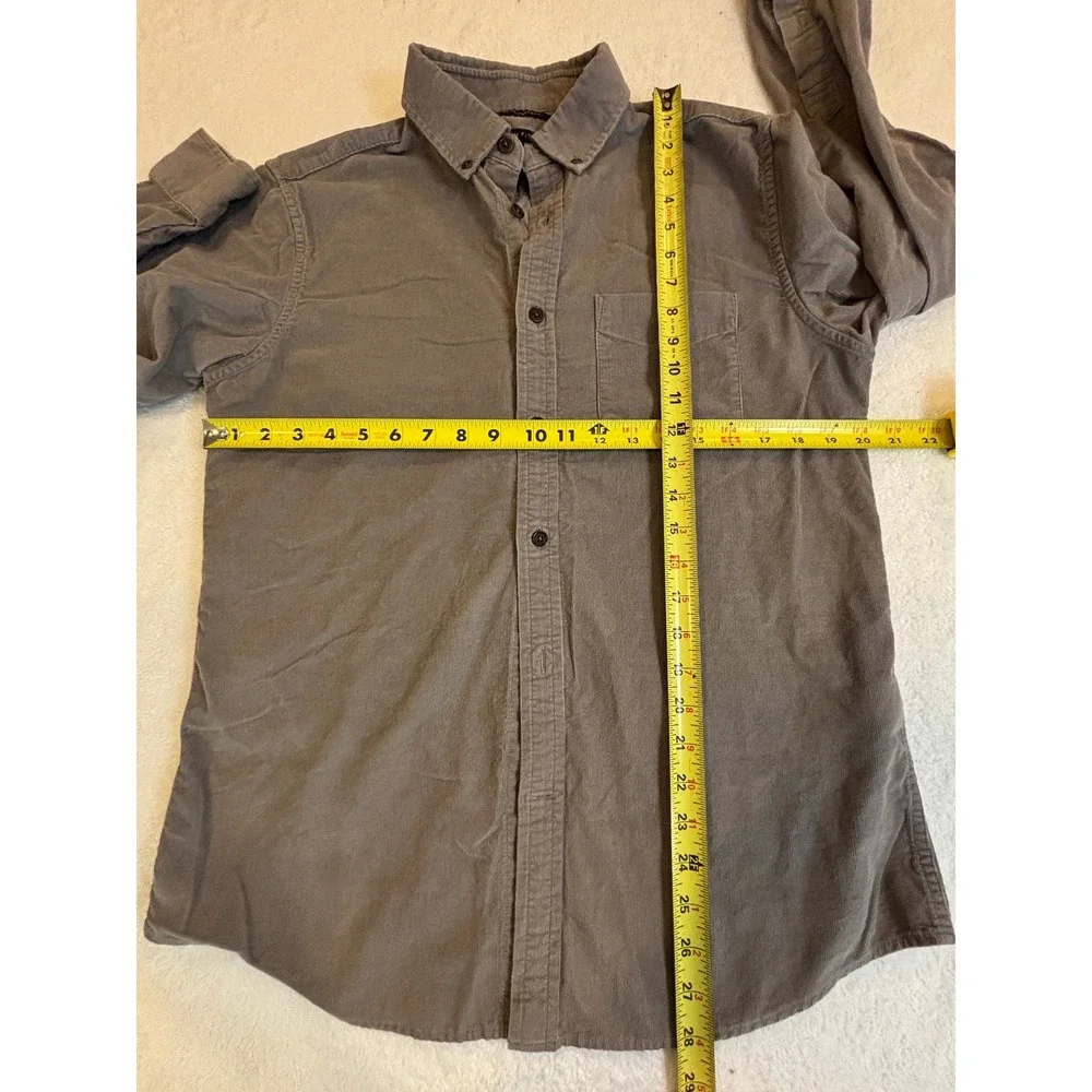 Banana Republic Mens Slim Fit Corduroy Button Down Shirt Grey Size M Long Sleeve